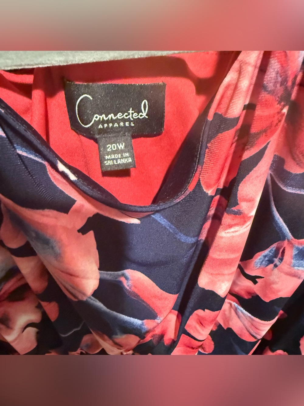 Connected Apparel Navy Sleeveless Dress with Pink Floral Print - Picture 4 of 5